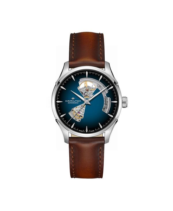 ハミルトン メンズ アクセサリー 腕時計 Tシャツ Hamilton Mens Automatic Jazzmaster Open Heart Smoked Blue Stainless Steel