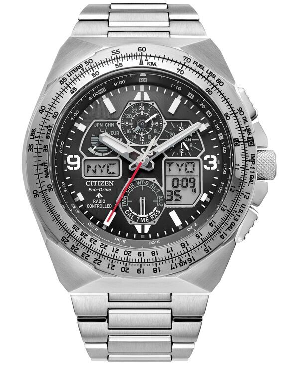 シチズン メンズ アクセサリー 腕時計 Tシャツ Citizen EcoDrive Mens Chronograph Promaster Skyhawk Stainless Steel Bracele
