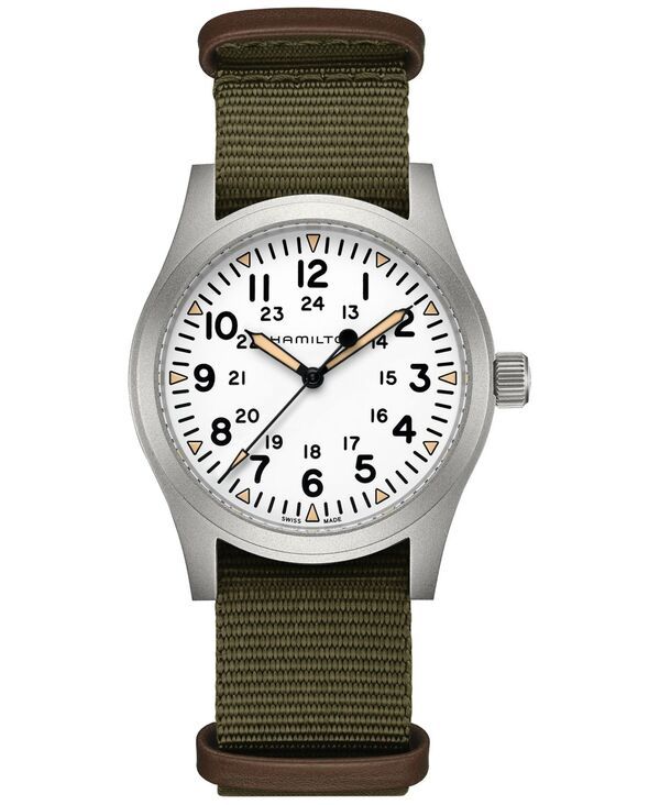 ハミルトン メンズ アクセサリー 腕時計 Hamilton Mens Swiss Khaki Field Green Textile Strap Watch 42mm Green グリーン