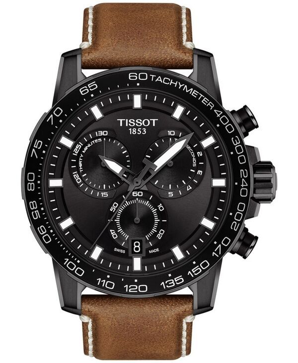 ティソット メンズ アクセサリー 腕時計 レザー Tissot Mens Swiss Chronograph Supersport TSport Brown Leather Strap Watch 4 79,640円