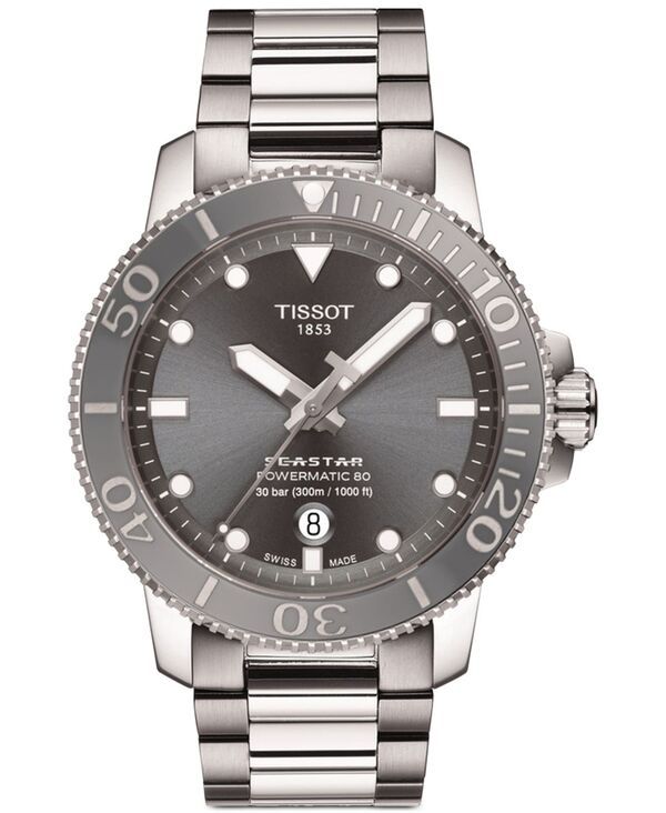 ティソット メンズ アクセサリー 腕時計 Tシャツ Tissot Mens Seastar 1000 Powermatic 80 Automatic Stainless Steel Bracelet
