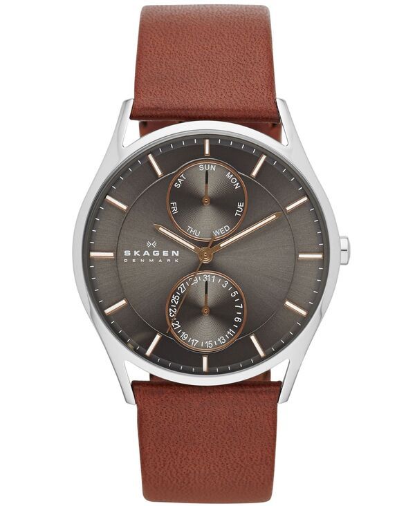 スカーゲン メンズ アクセサリー 腕時計 レザー Skagen Mens Holst Brown Leather Strap Watch 40mm SKW6086 No Color ブラウン