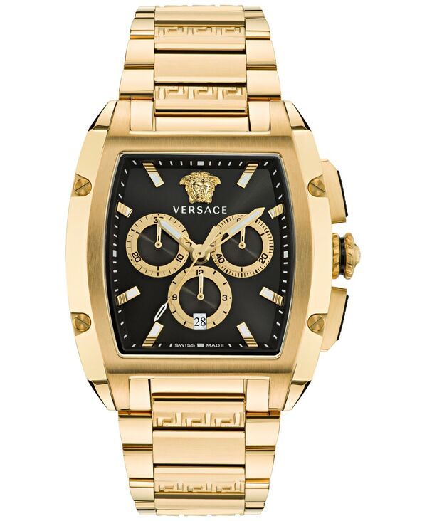 ヴェルサーチ メンズ アクセサリー 腕時計 Versace Mens Swiss Chronograph Dominus Gold Ion Plated Bracelet Watch 42x50mm