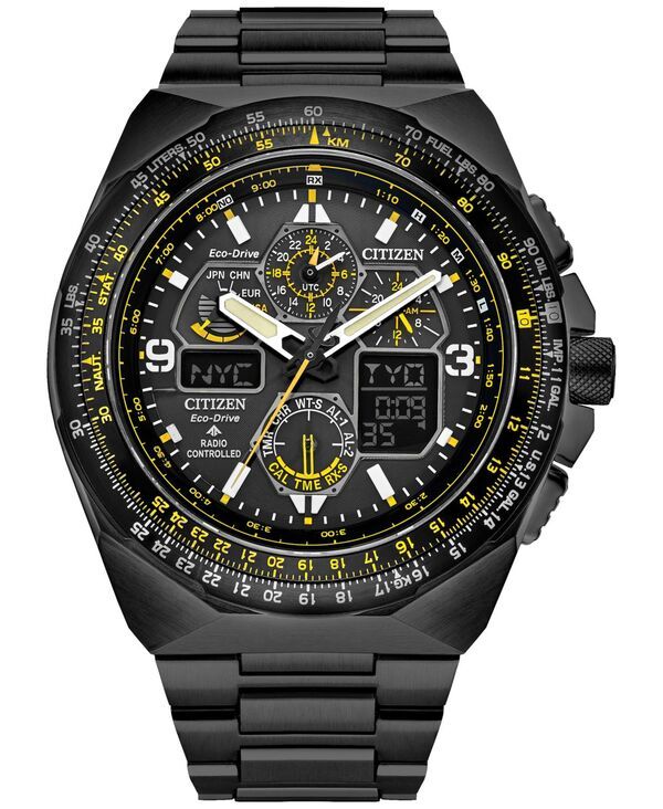 シチズン メンズ アクセサリー 腕時計 Tシャツ Citizen EcoDrive Mens Chronograph Promaster Air Skyhawk BlackTone Stainless