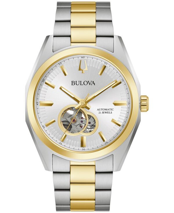 ブロバ メンズ アクセサリー 腕時計 Tシャツ Bulova Mens Automatic Surveyor GoldTone Stainless Steel Bracelet Watch 42mm