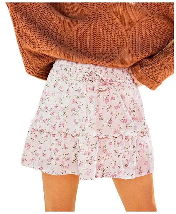 カップシー レディース ボトムスカート フラワー柄 ミニ フラワー Cupshe Womens Dainty Bouquet Floral Mini Skirt White ホワイト