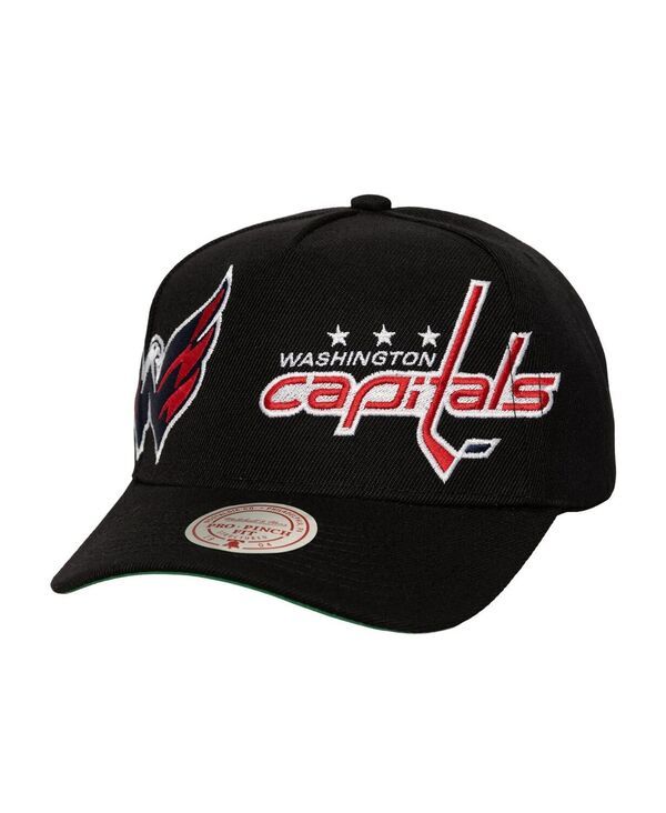 ミッチェルネス メンズ アクセサリー 帽子 キャップ ロゴ Mitchell Ness Mens Black Washington Capitals Busted Logo Wordmark Wrap