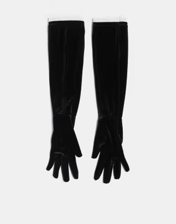 フォーラブアンドレモン レディース アクセサリー 手袋 ベルベット レース For Love Lemons velvet lace trimmed opera length gloves Black