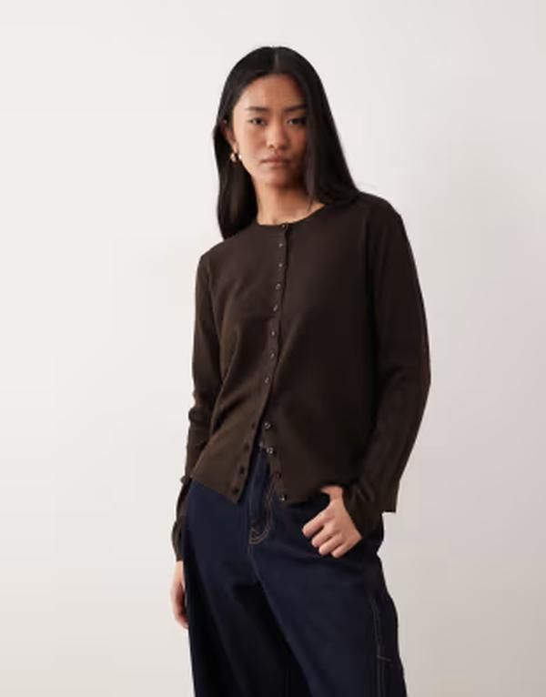 ジェイディーワイ レディース アウター カーディガン JDY cardigan in chocolate torte チョコレート