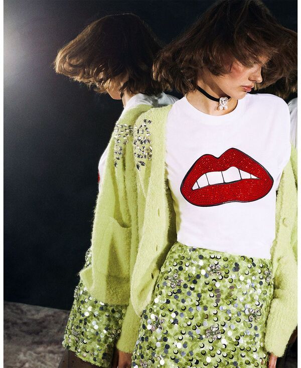 アクア レディース ボトムスカート ミニ スパンコール AQUA Sequin Mini Skirt Exclusive Lime Green ライム