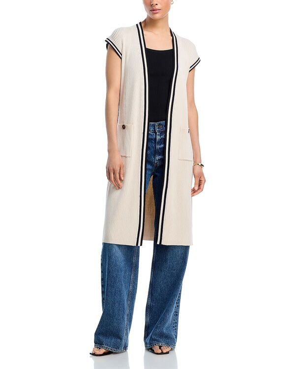 ティー・タハリ レディース アウター カーディガン リブニット Taharib Knit Extended Sleeve Cardigan French Beige and Black ブラック 10,570円