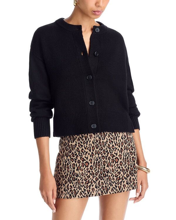 アクア レディース アウター カーディガン サイドスリット AQUA Side Slit Cardigan Exclusive Black ブラック