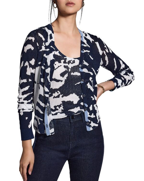 ニックプラスゾーイ レディース アウター カーディガン NICZOE Nightfall Rib Cardigan Indigo Multi インディゴ