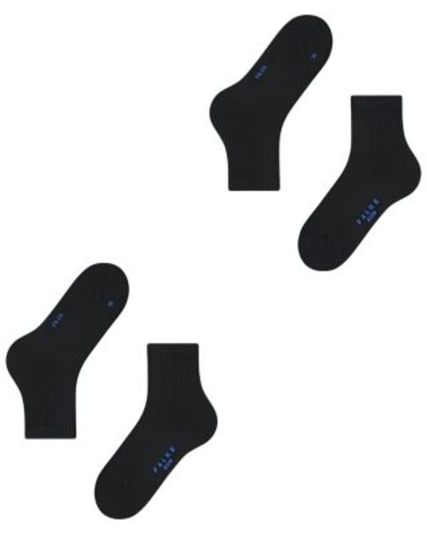 ファルケ メンズ アンダーウェア 靴下 リブ コットン アンクル Falke Run Cotton Blend Solid Ribbed Ankle Socks Pack of 2 Black ブラッ