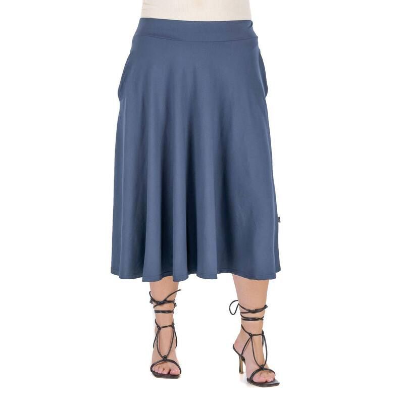 24 セブンコンフォート レディース ボトムスカート プラスサイズ プリーツ ミディ Plusize 24seven Comfort Apparel Pleated Midi Skirt Gray グ 9,605円