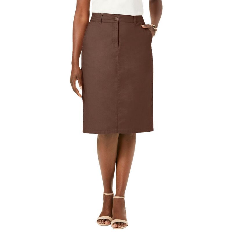 ジェシカロンドン レディース ボトムスカート プラスサイズ コットン Jessica London Womens Plusize Stretch Cotton Chino Skirt Rich Bro