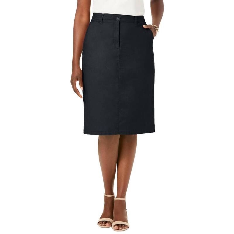 ジェシカロンドン レディース ボトムスカート プラスサイズ コットン Jessica London Womens Plusize Stretch Cotton Chino Skirt Black ブラ