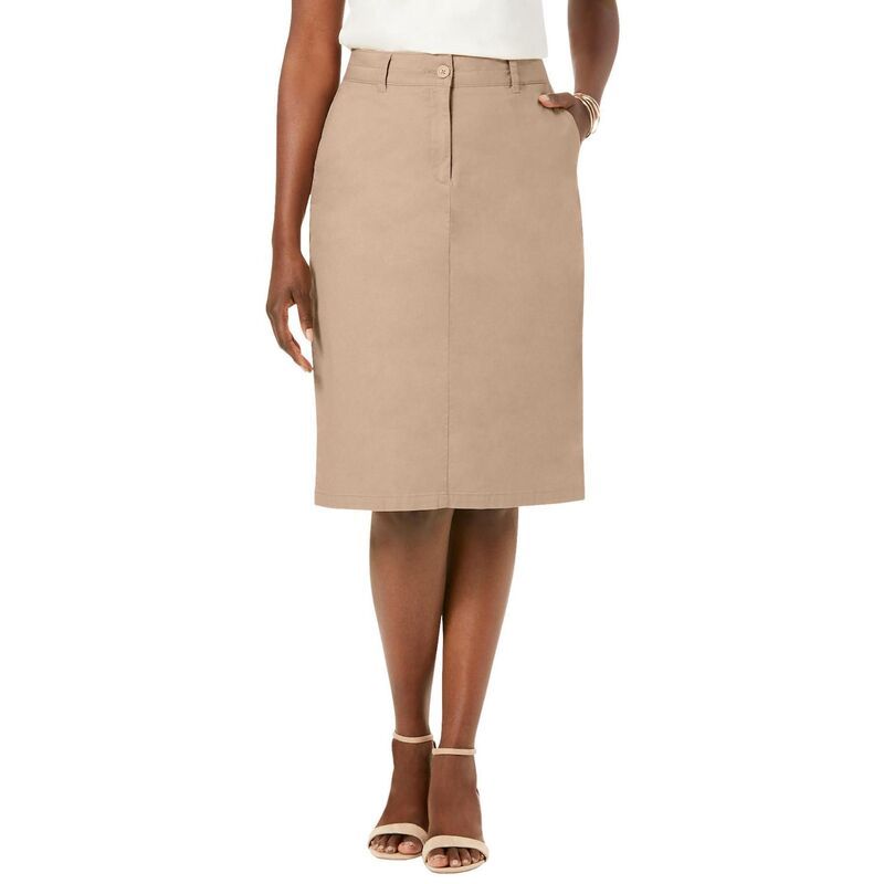 ジェシカロンドン レディース ボトムスカート プラスサイズ コットン Jessica London Womens Plusize Stretch Cotton Chino Skirt New Khak