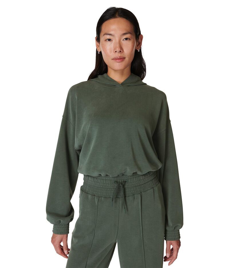 スウェッティベティ レディース アウター パーカー・スウェット Sweaty Betty Sand Wash Cloudweight Crop Hoodie Trek Green グリーン