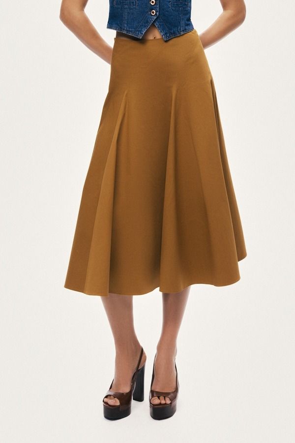 ノクチューン レディース ボトムスカート ミディ Nocturne Flared Midi Skirt Camel キャメル