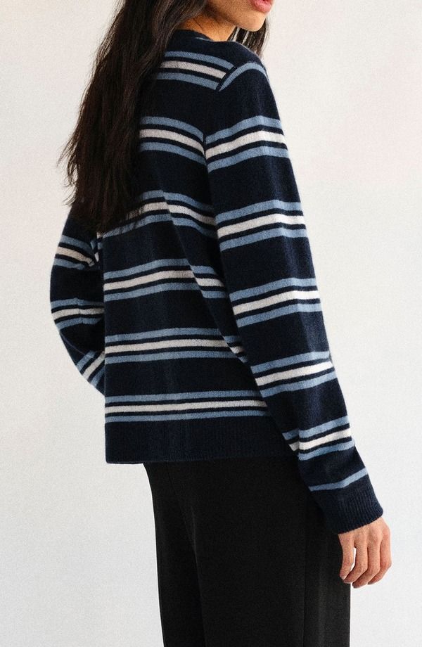 リフォーメーション レディース アウター パーカー・スウェット セーター Reformation Cashmere Boyfriend Sweater Navy Multi Stripe ネイビー