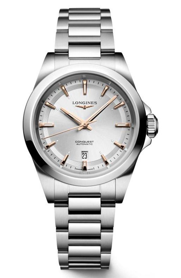ロンジン メンズ アクセサリー 腕時計 Longines Conquest Silvertone Dial Automatic Bracelet Watch 30mm Silver シルバー