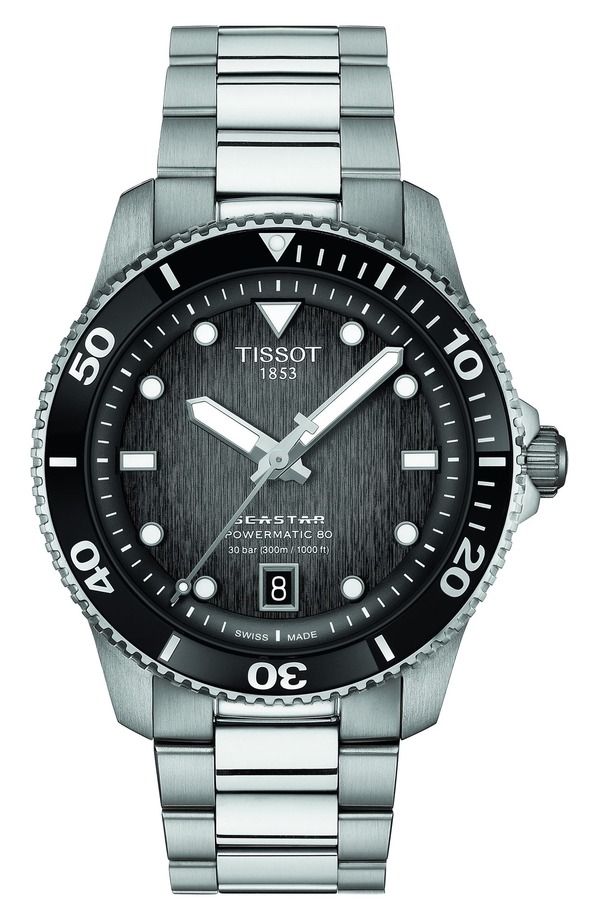 ティソット メンズ アクセサリー 腕時計 Tissotisso Seastar 1000 Powermatic 80 Bracelet Watch 40mm Black Silver ブラック