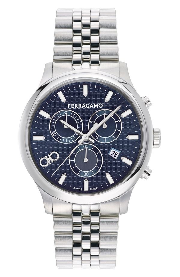 フェラガモ メンズ アクセサリー 腕時計 FERRAGAMO Duo Chronograph Bracelet Watch 42mm Stainlessteel