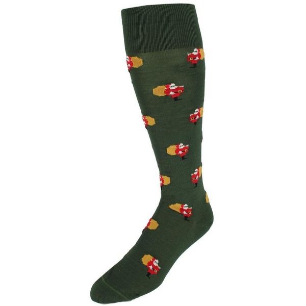 トラファルガー メンズ アンダーウェア 靴下 コットン Trafalgar Santas Delivery Novelty Over The Calf Mercerized Cotton Sock G