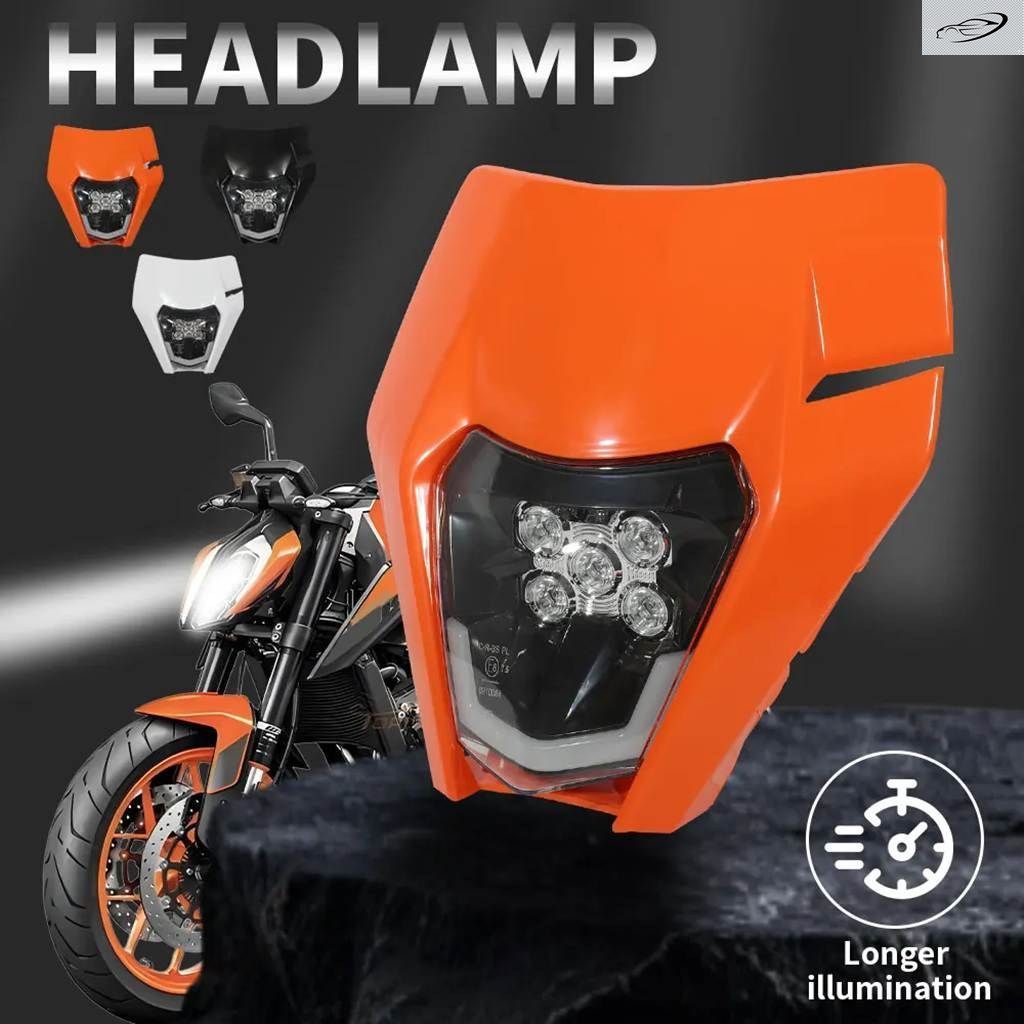 オートバイ LED ヘッドライト KTM EXC SX SXF XCW MX XC 125-500 電動ダート バイク スーパーモト ヘッドランプ ライトプレート マスク エ