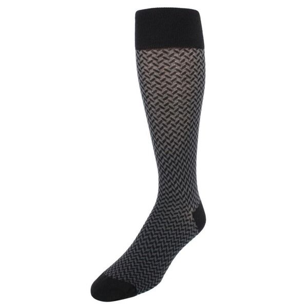 トラファルガー メンズ アンダーウェア 靴下 ウール Trafalgar Benoit Herringbone Patterned MidCalf Merino Wool Socks Black An