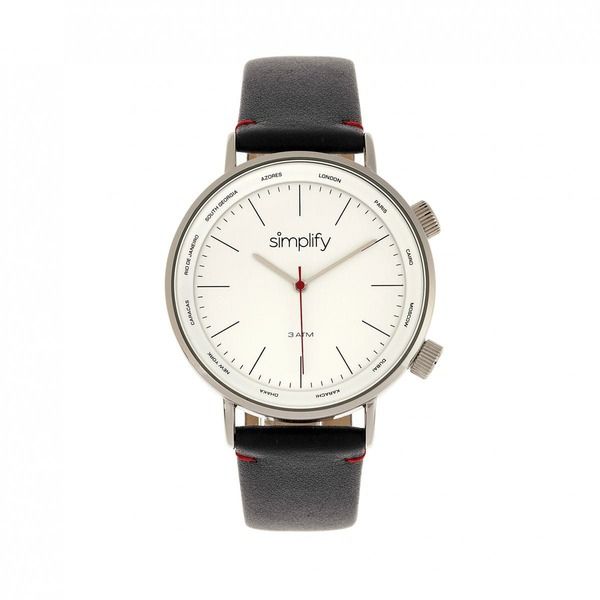 シンプリファイ メンズ アクセサリー 腕時計 レザー SIMPLIFY The 3300 LeatherBand Watch BlackSilver ブラック