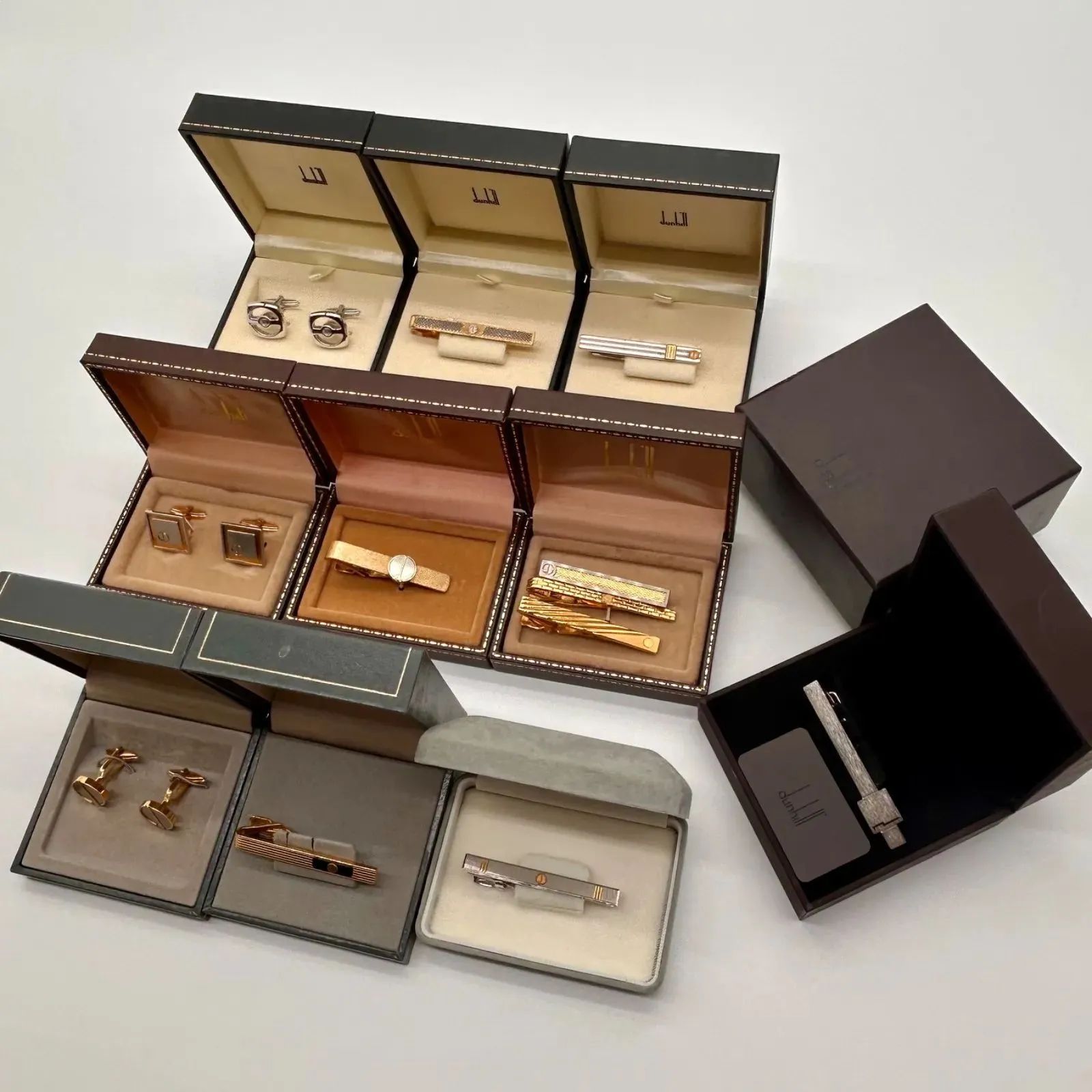 12-9-1 dunhill カフリンクス カフス ネクタイピン セット 箱付 dunhill ダンヒル ネクタイピン カフス カフリンクス 箱有 メンズ 紳士
