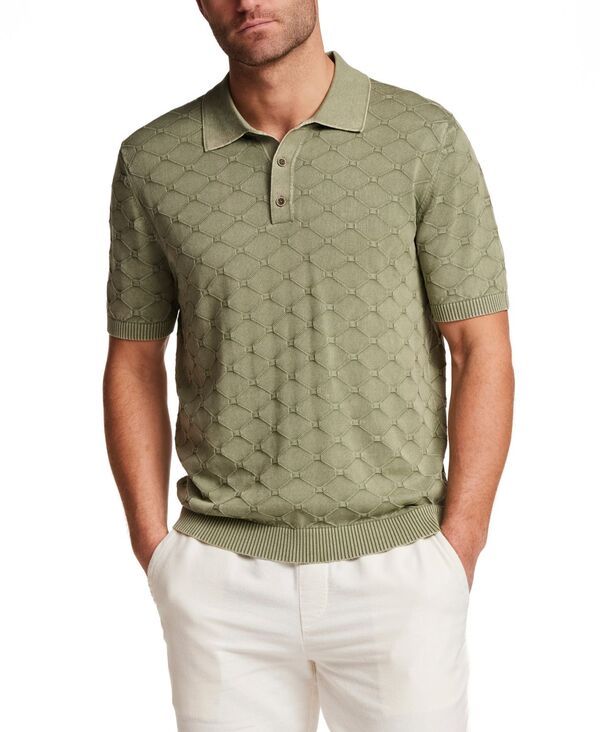 【送料無料】 ウェザープルーフ メンズ ニット・セーター アウター Mens ShortSleeve Diamond Polo Sweater Sea Grass