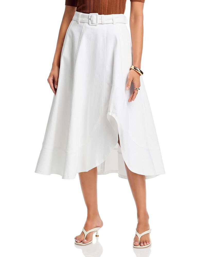 サンク セプト レディース ボトムスカート デニム Cinq Sept White Denim Zelda Skirt White ホワイト