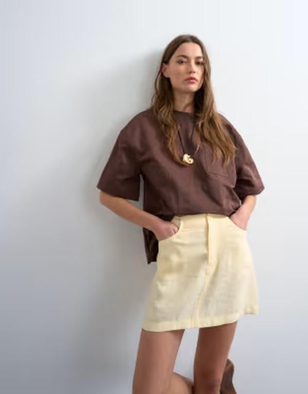 トップショップ レディース ボトムスカート ミニ Topshop super soft cupro mini skirt in buttermilk