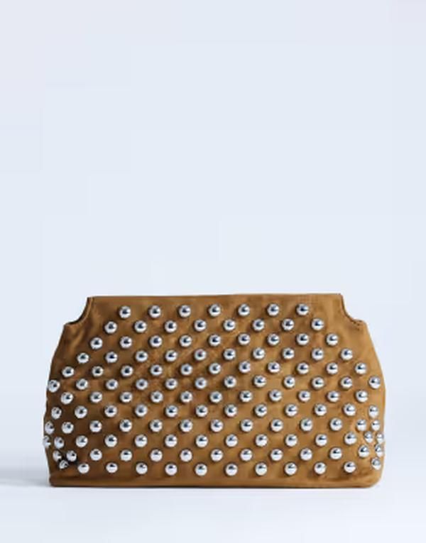 トップショップ レディース バッグ Topshop Gideon studded clutch purse in tan タン