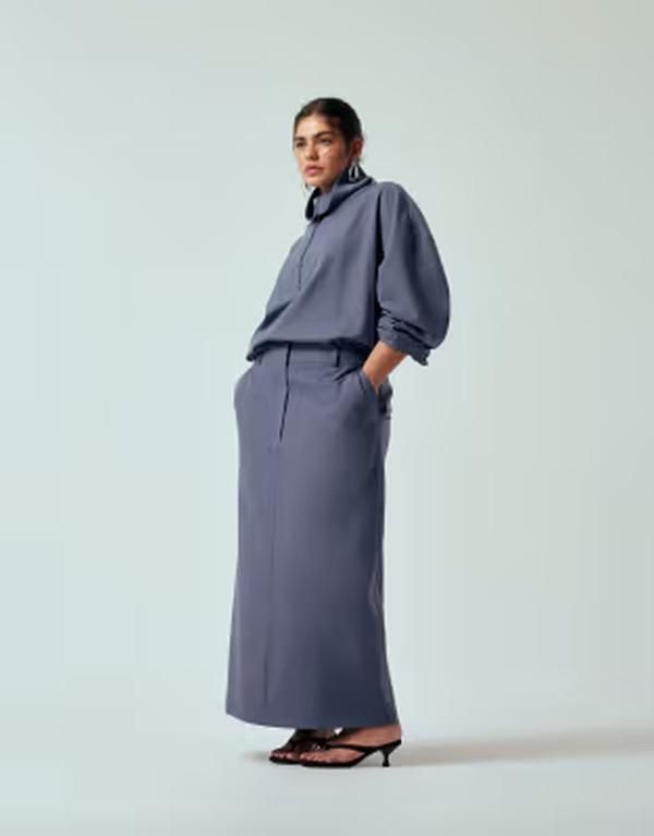 エイソス レディース ボトムスカート マキシ ASOS DESIGN Curve tailored pencil maxi skirt part of a set Blue ブルー