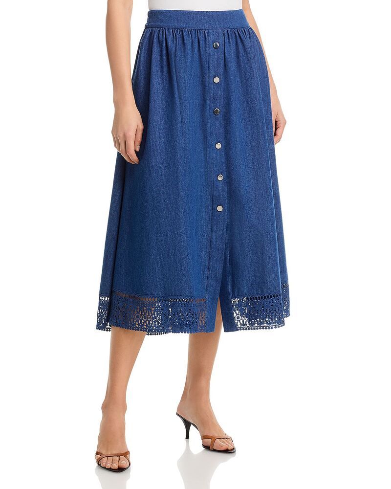 エリータハリ レディース ボトムスカート デニム Elie Tahari The Laylee Denim Skirt Dark Denim デニム