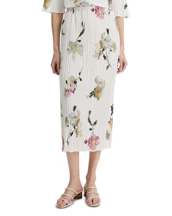 ヴィンス レディース ボトムスカート プリーツ Vince Wilted Peony Pleated Skirt White Peony ホワイト