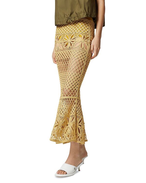 ピンコ レディース ボトムスカート PINKO Crispo Fantasy Net Skirt Rattan Yellow イエロー