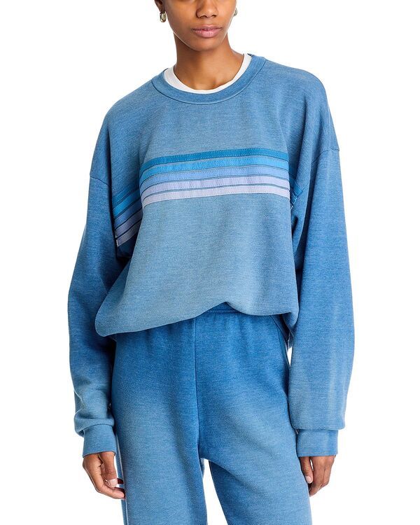 アヴィエイターネイション レディース アウター パーカー・スウェット シャツ Aviator Nation Five Striped Sweatshirt Faded Water ストライプ