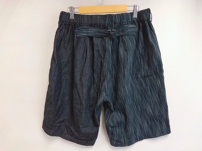 26g-810k【中古】POST O'ALLS ポストオーバーオールズ　E-Z Lax 2 イージ―ラックス　Shorts denim x ikat combo indigo　3309SC-XX　メンズ　ショートパンツ　デニム　Lサイズ 26g-810k【中古】POST O'ALLS ポストオーバーオールズ E-Z Lax 2
