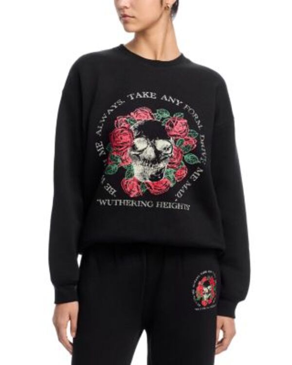 アクア レディース アウター パーカー・スウェット シャツ グラフィック AQUA Rose Skull Graphic Sweatshirt Exclusive Black ブラック