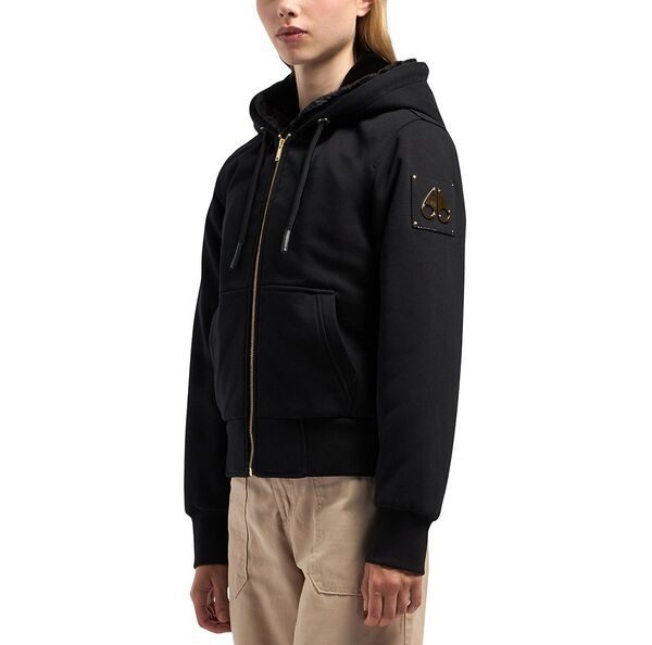 ムースナックル レディース アウター パーカー・スウェット シャツ Moose Knuckles Madison Faux Fur Lined Sweatshirt Black w Black ブラッ