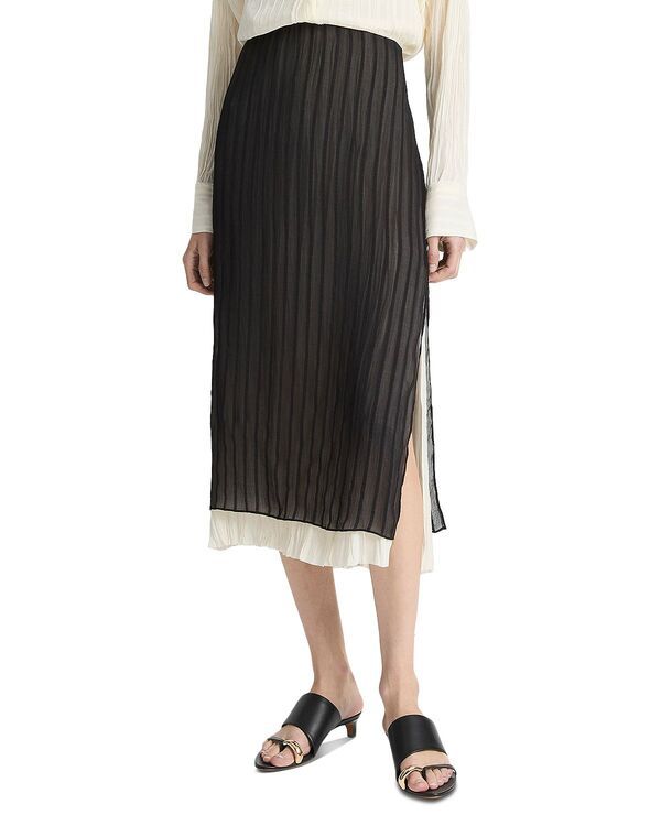 ヴィンス レディース ボトムスカート ミディ Vince Layered Striped Midi Skirt Black ブラック