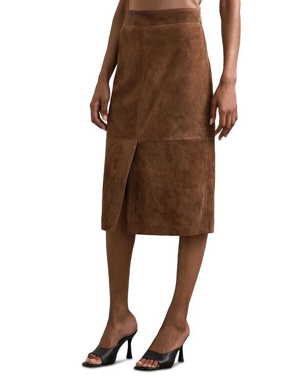 レイス レディース ボトムスカート ミディ スエード REISS Miley Suede Midi Skirtan Brown ブラウン