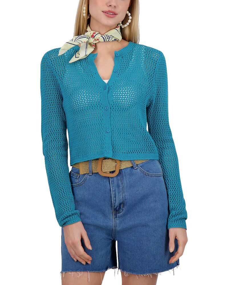 ポイント レディース アウター カーディガン ニット Point Wide Knit Cardigan Ocean Teal ティール