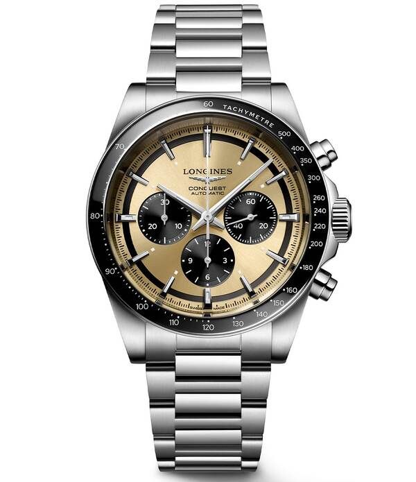 ロンジン レディース アクセサリー 腕時計 Tシャツ Longines Mens Conquest Chronograph Stainlessteel Bracelet Watch SilverGol