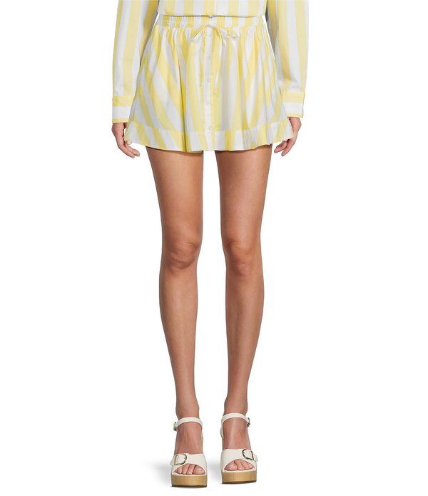 カッパーキー レディース ボトムスカート ミニ Copper Key Stripe Button Front Coordinating Mini Skort YellowWhite ホワイト